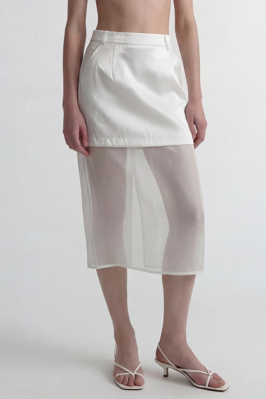 White Irridescent Skirt with Sheer Underlayer