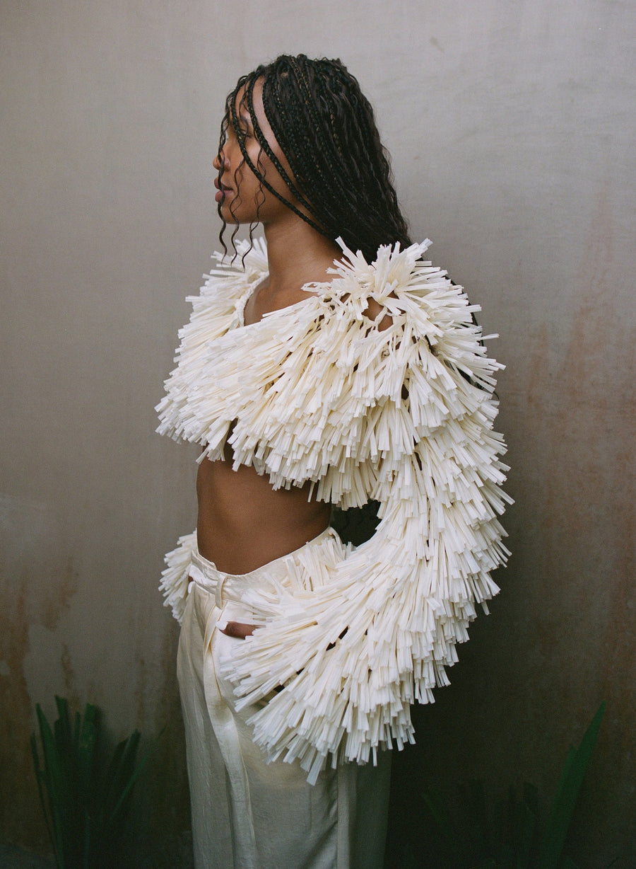 Nia Thomas - Raffia Bolero Jacket - Ivory