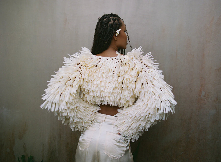 Nia Thomas - Raffia Bolero Jacket - Ivory