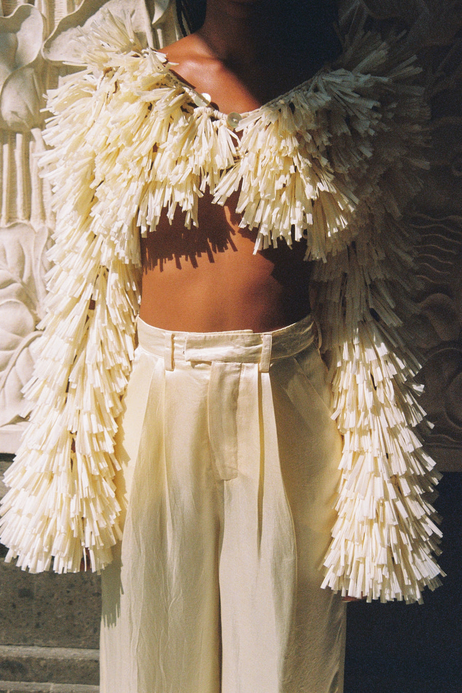 Nia Thomas - Raffia Bolero Jacket - Ivory
