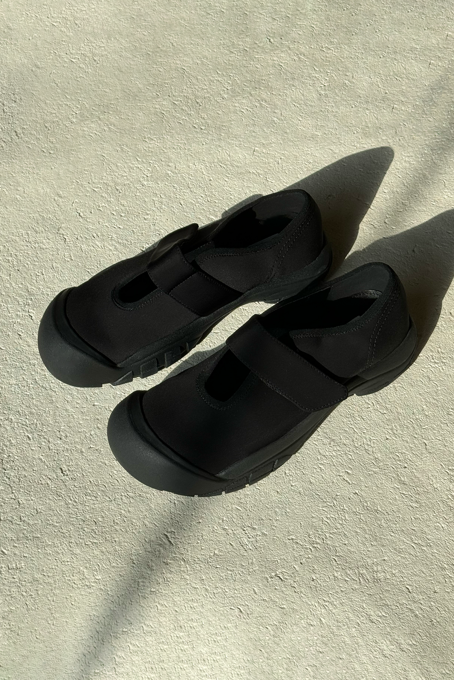 Black Neoprene Velcro Strap Rubber Sole Trainers