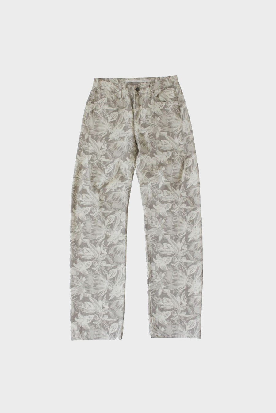 Floral Jacquard Straight Pant - Beige