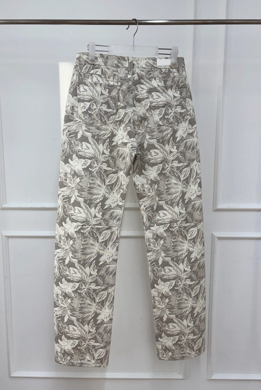 Floral Jacquard Straight Pant - Beige