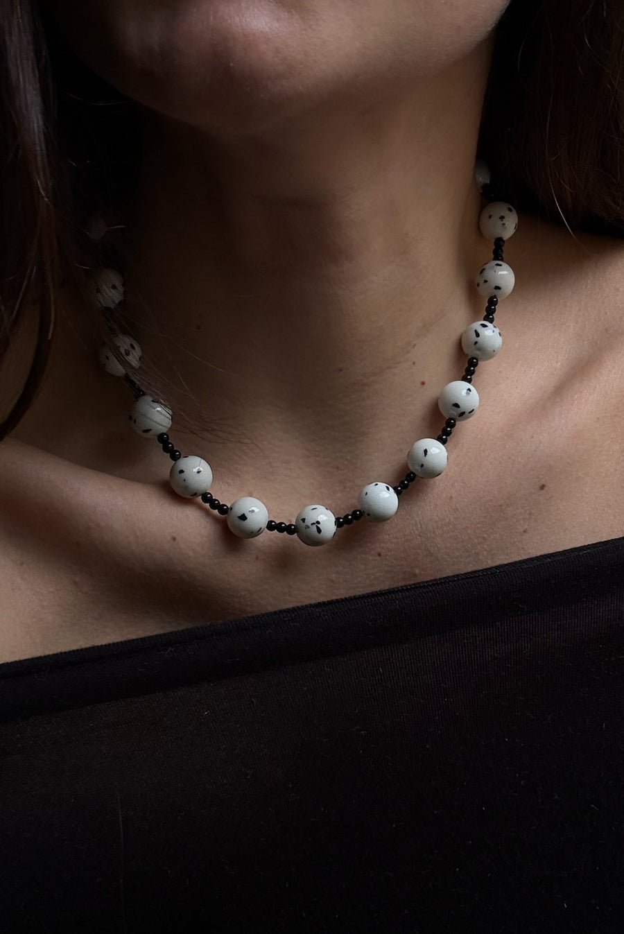Black & White Beaded Necklace