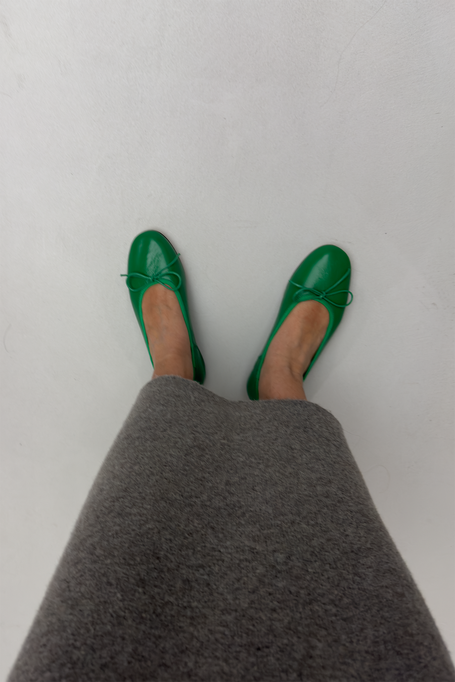 Leather Ballet Flats - Green