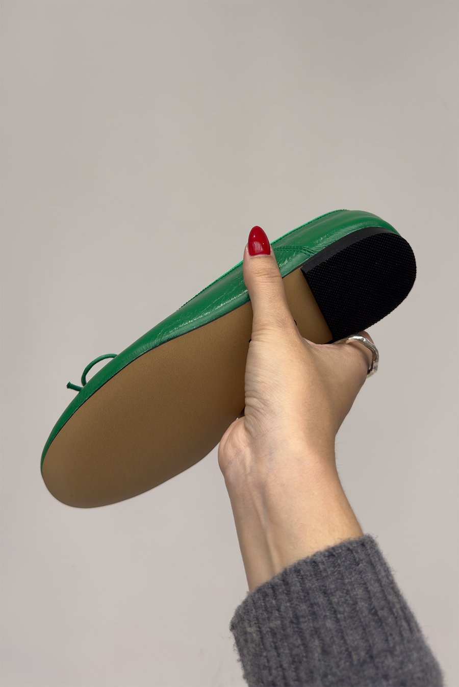 Leather Ballet Flats - Green