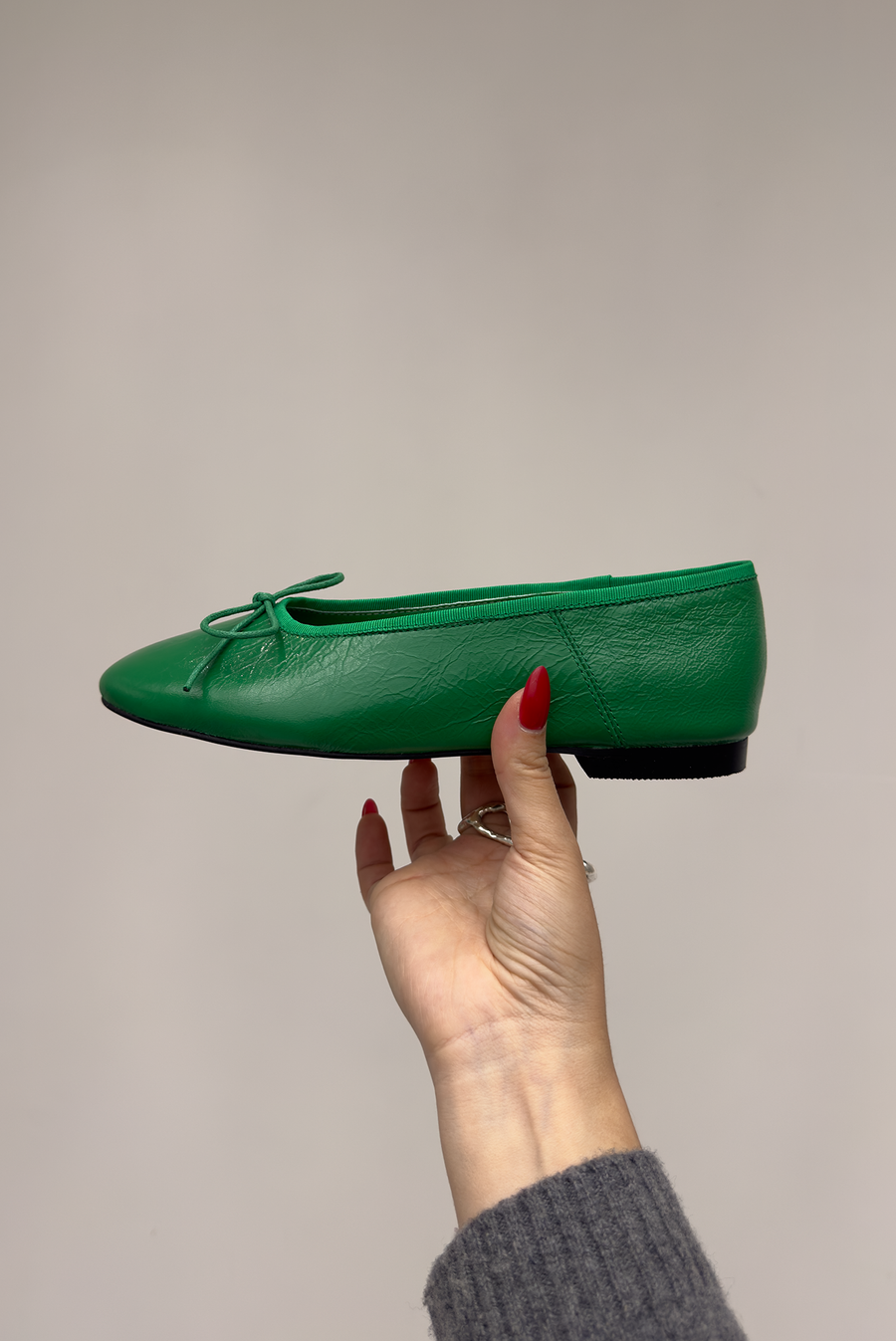 Leather Ballet Flats - Green