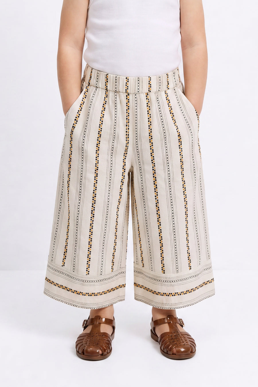Kids - Striped Jacquard Wide-Leg Trousers