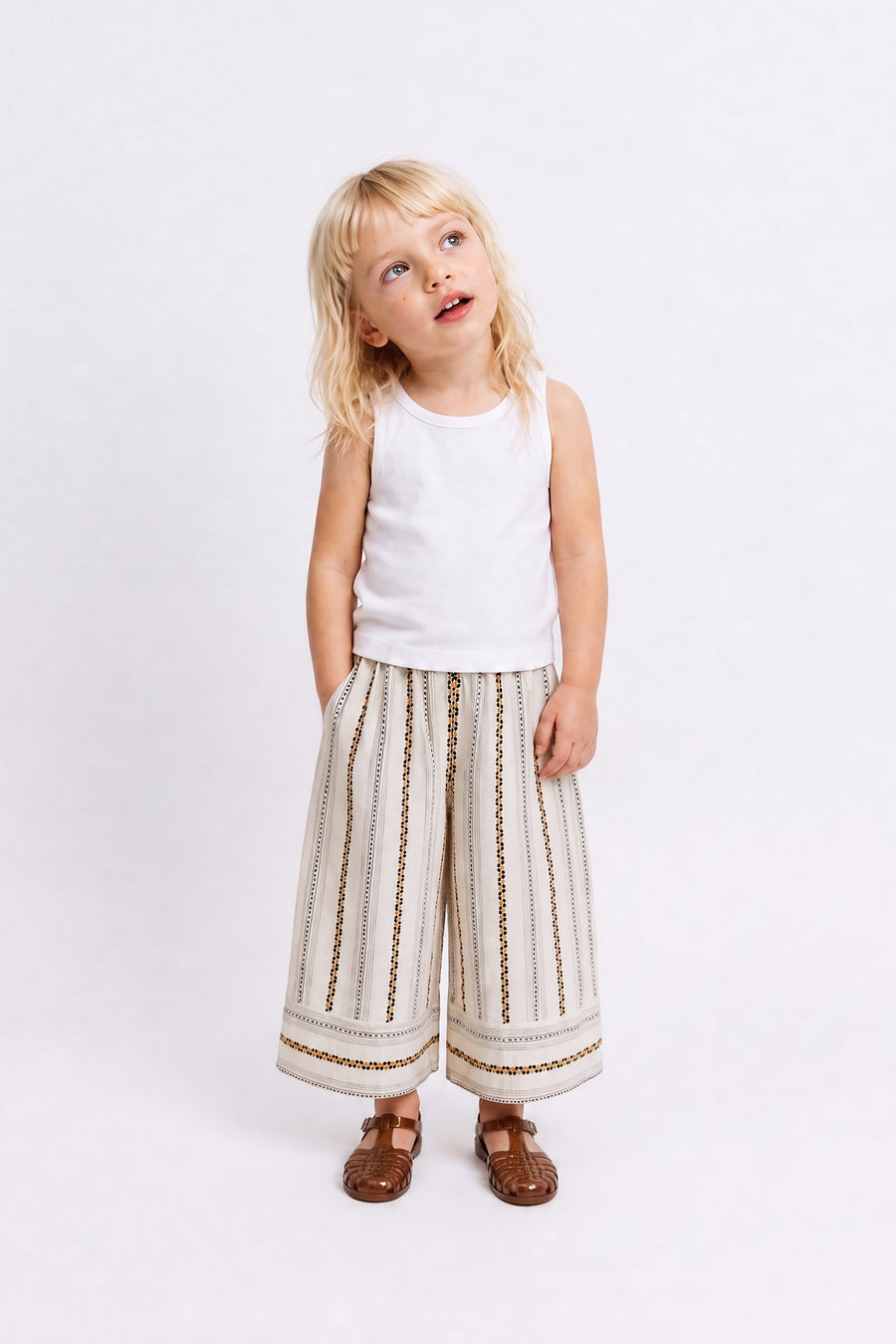 Kids - Striped Jacquard Wide-Leg Trousers