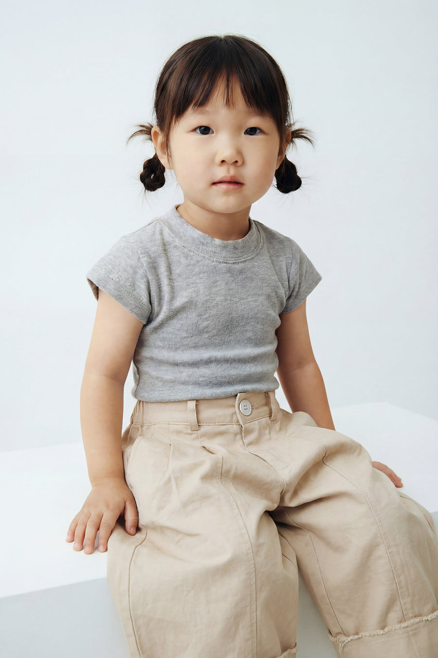 Kids - Cinched Cutout T - Gray
