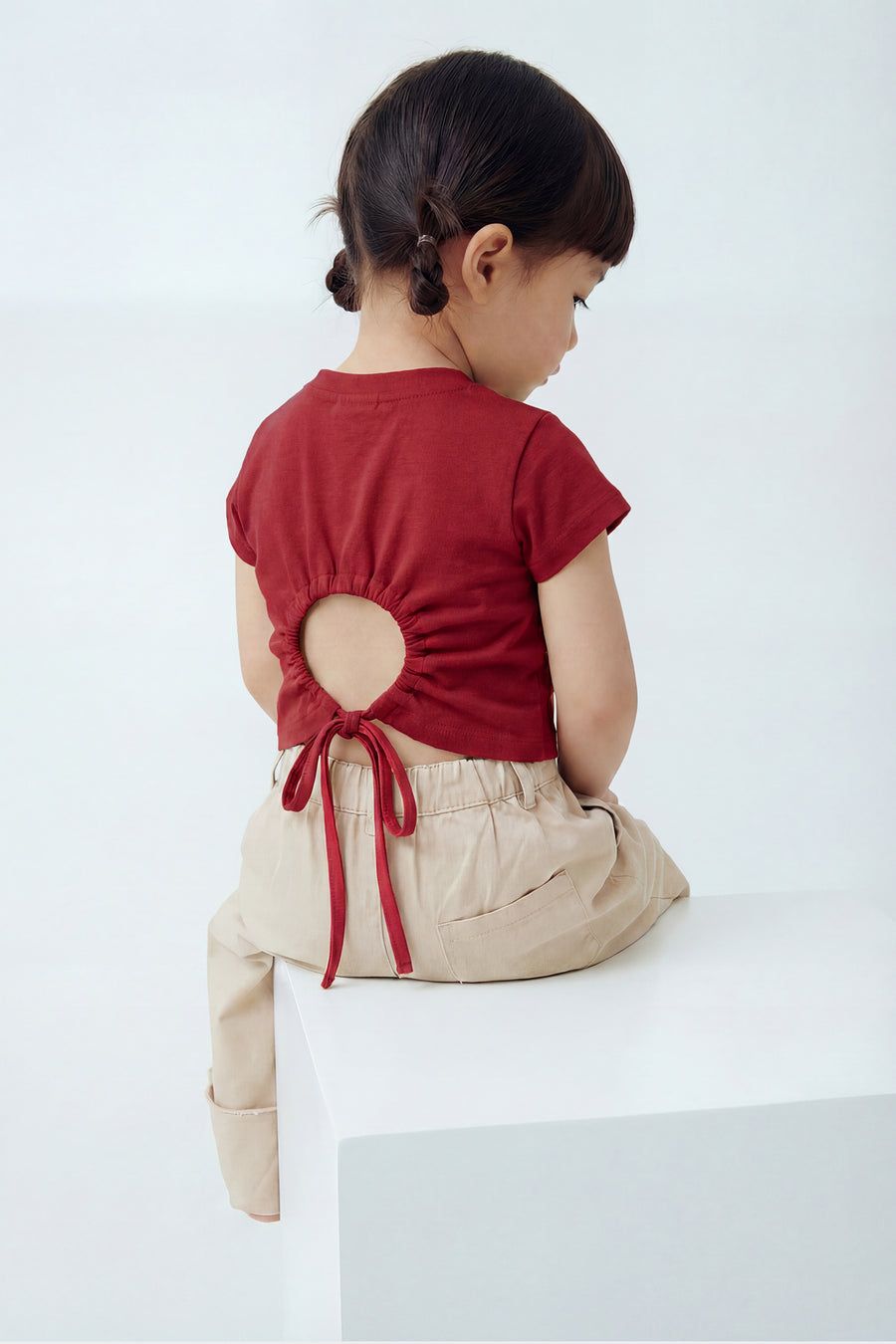 Kids - Cinched Cutout T - Red