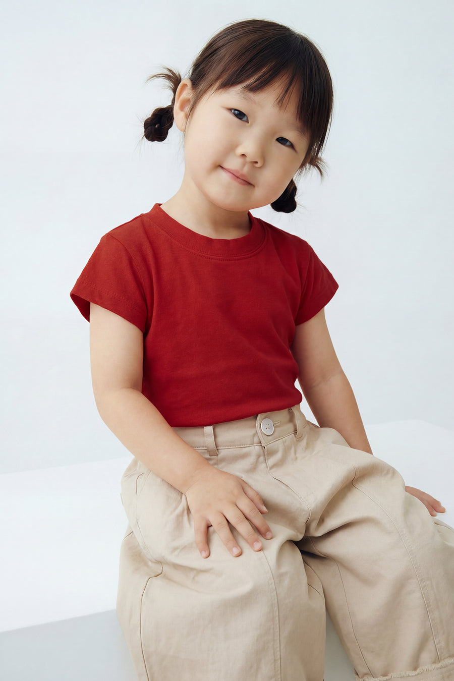 Kids - Cinched Cutout T - Red