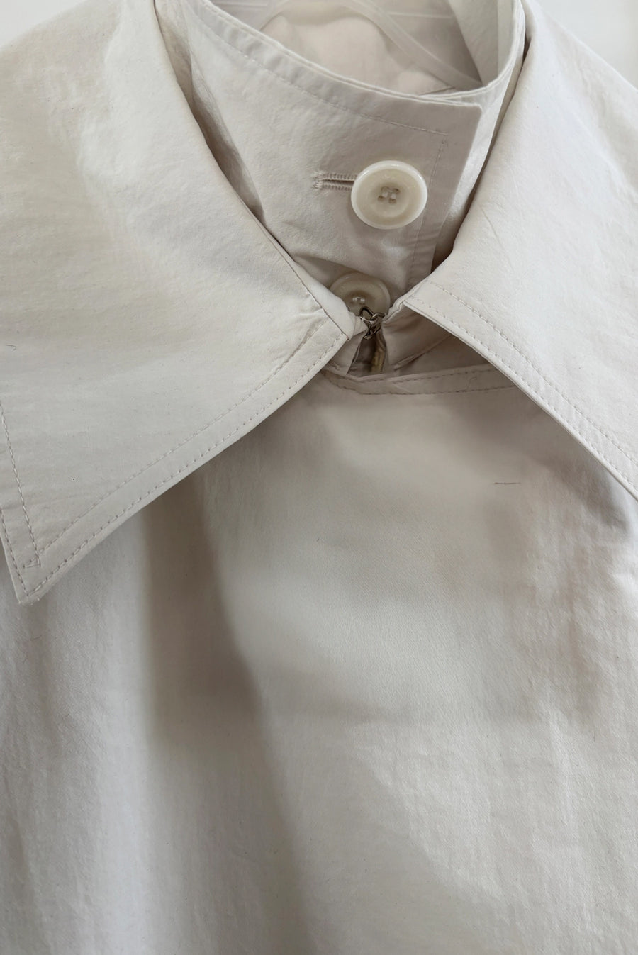 Lightweight Drop Shoulder Trench Coat - Off-White