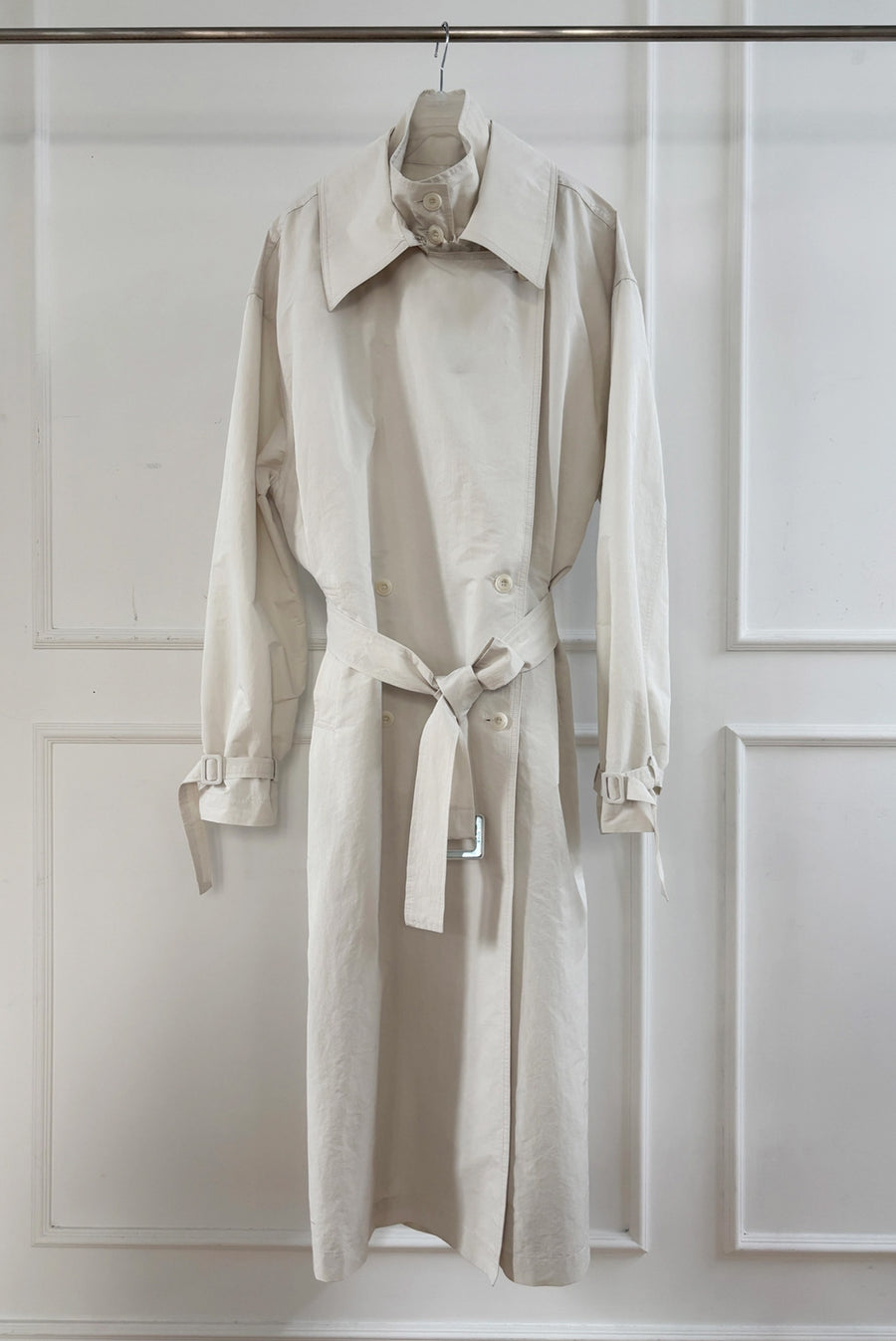 Lightweight Drop Shoulder Trench Coat - Off-White