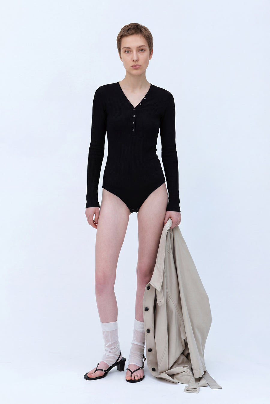 Long Sleeve Bodysuit Tee - Black