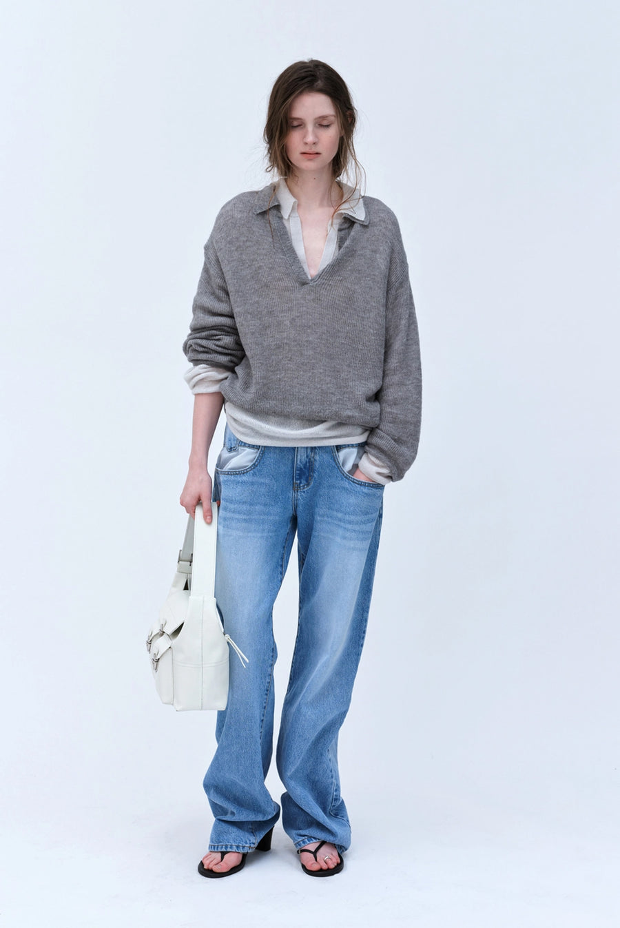 Mid-Rise Straight Jeans - Blue