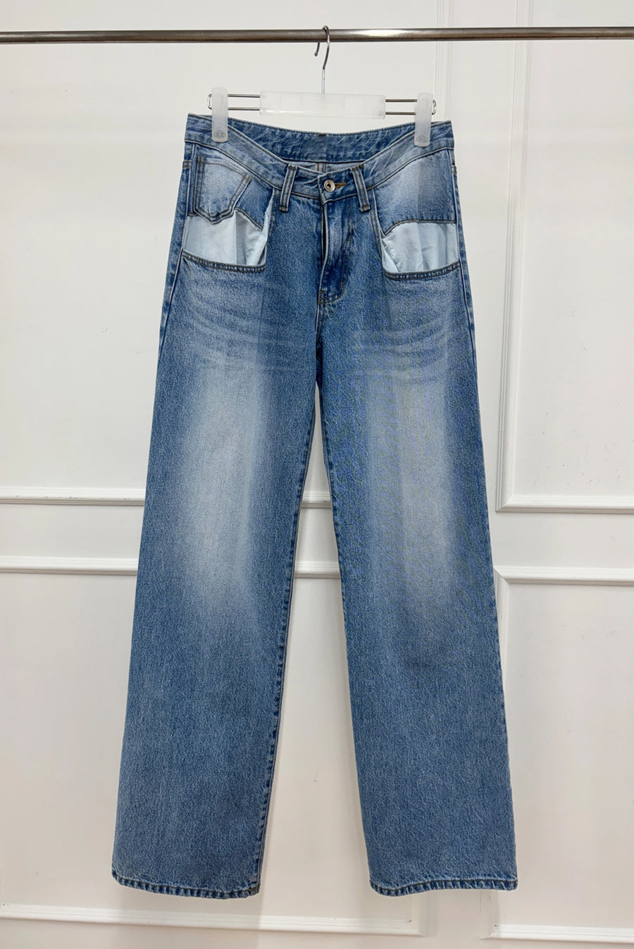 Mid-Rise Straight Jeans - Blue