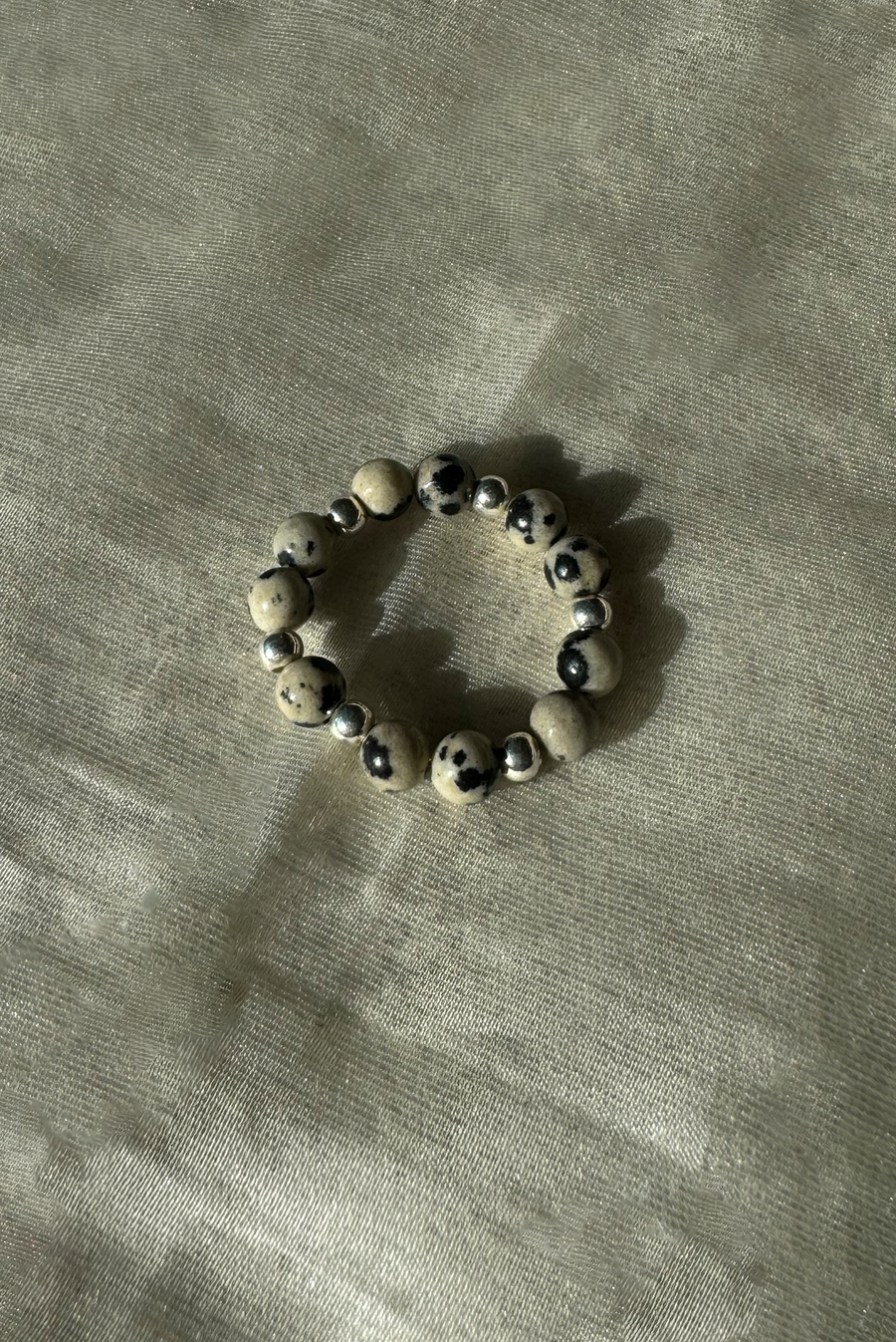 Spotted Bead & Silver Ring