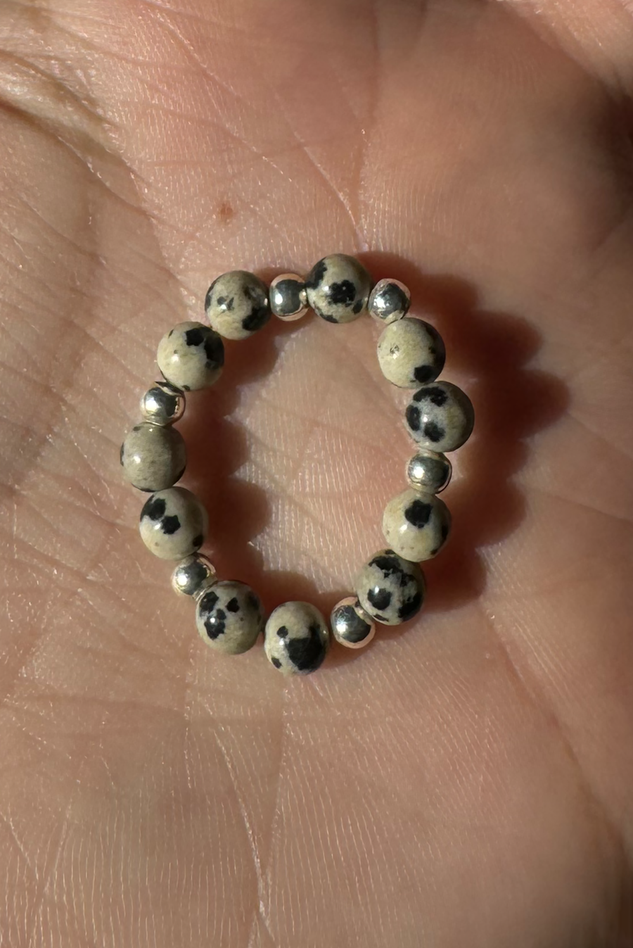 Spotted Bead & Silver Ring