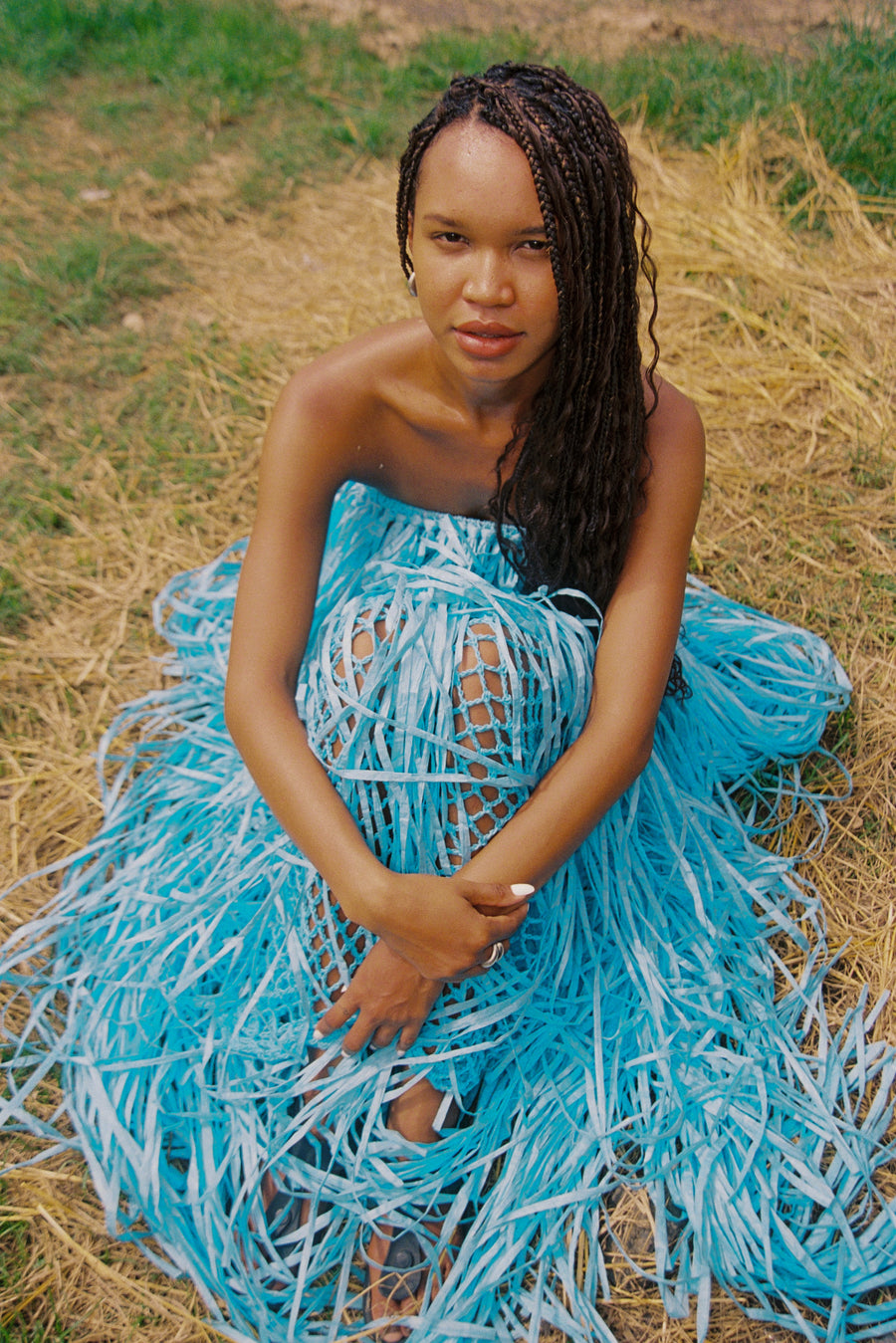 Nia Thomas - Raffia Gown - Caribbean Blue