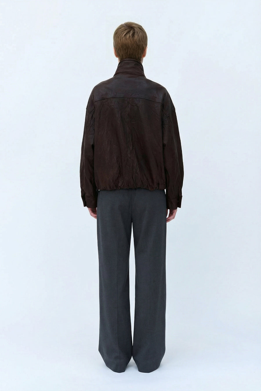 Lambskin Leather Wrinkle Jacket - Burgundy