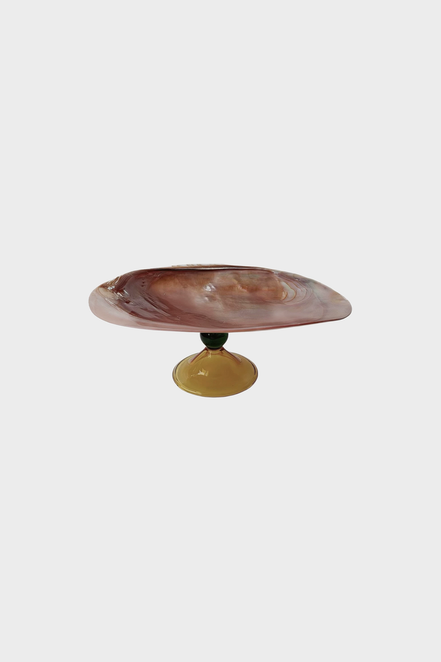 Pink Pearl Shell Stemmed Plate – Green & Yellow