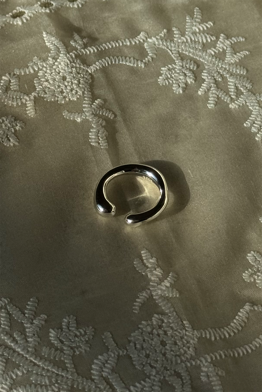 Silver Open Front Organic Ring