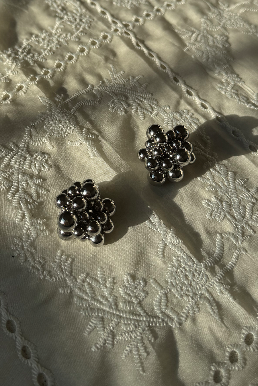 Silver Cluster Bubble Earrings