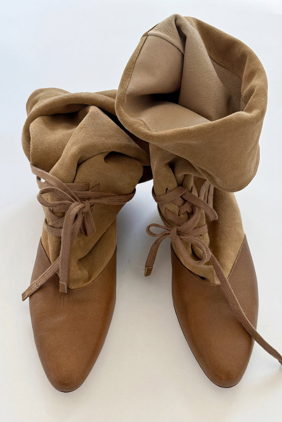 Slouch Suede Boots - Khaki