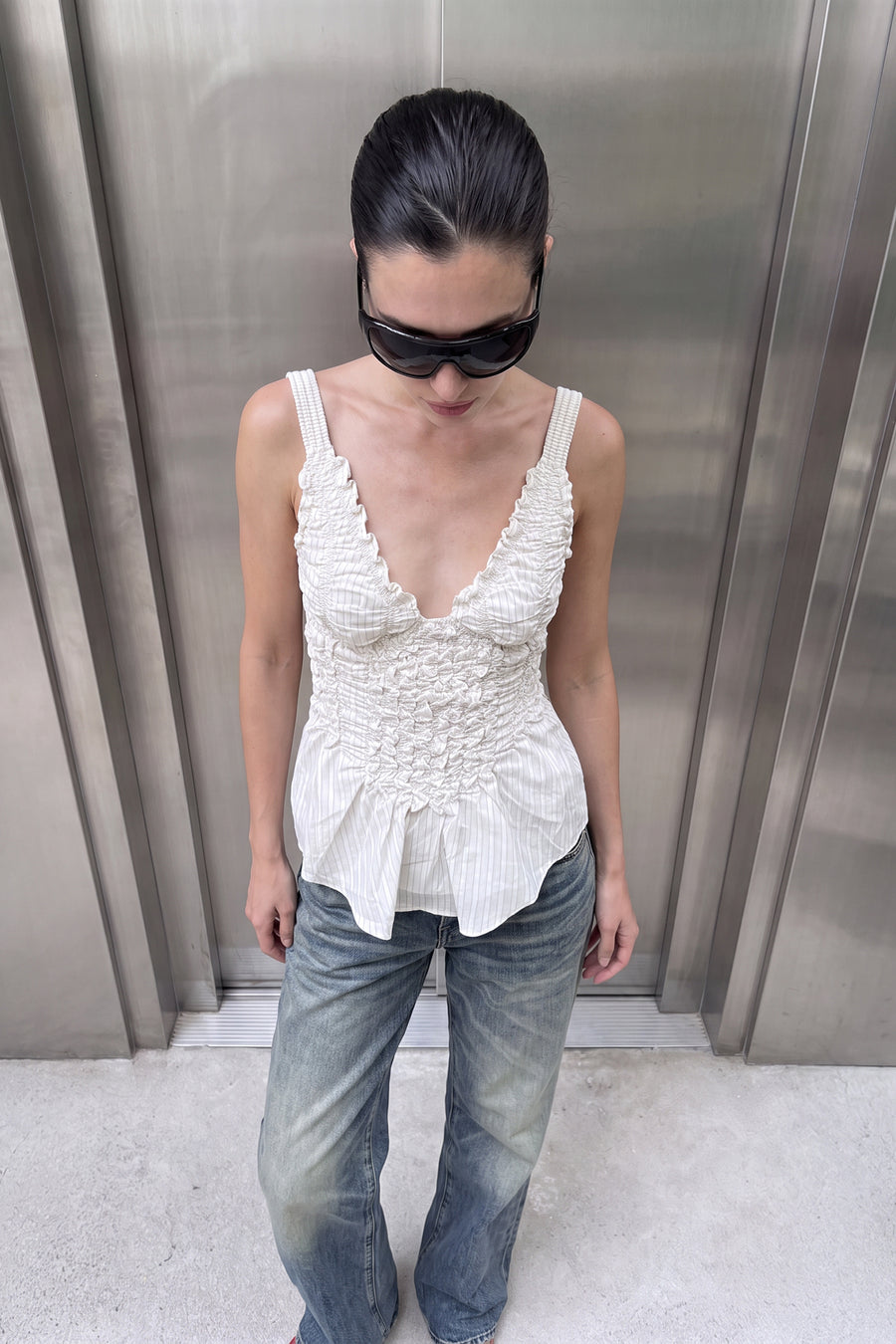 Smocked Bustier Peplum Cami