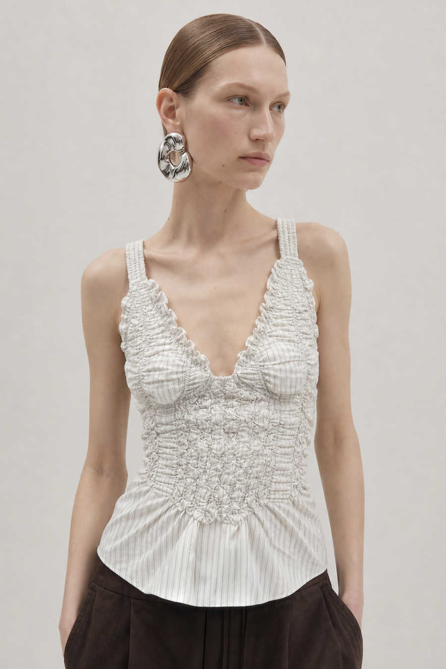 Smocked Bustier Peplum Cami