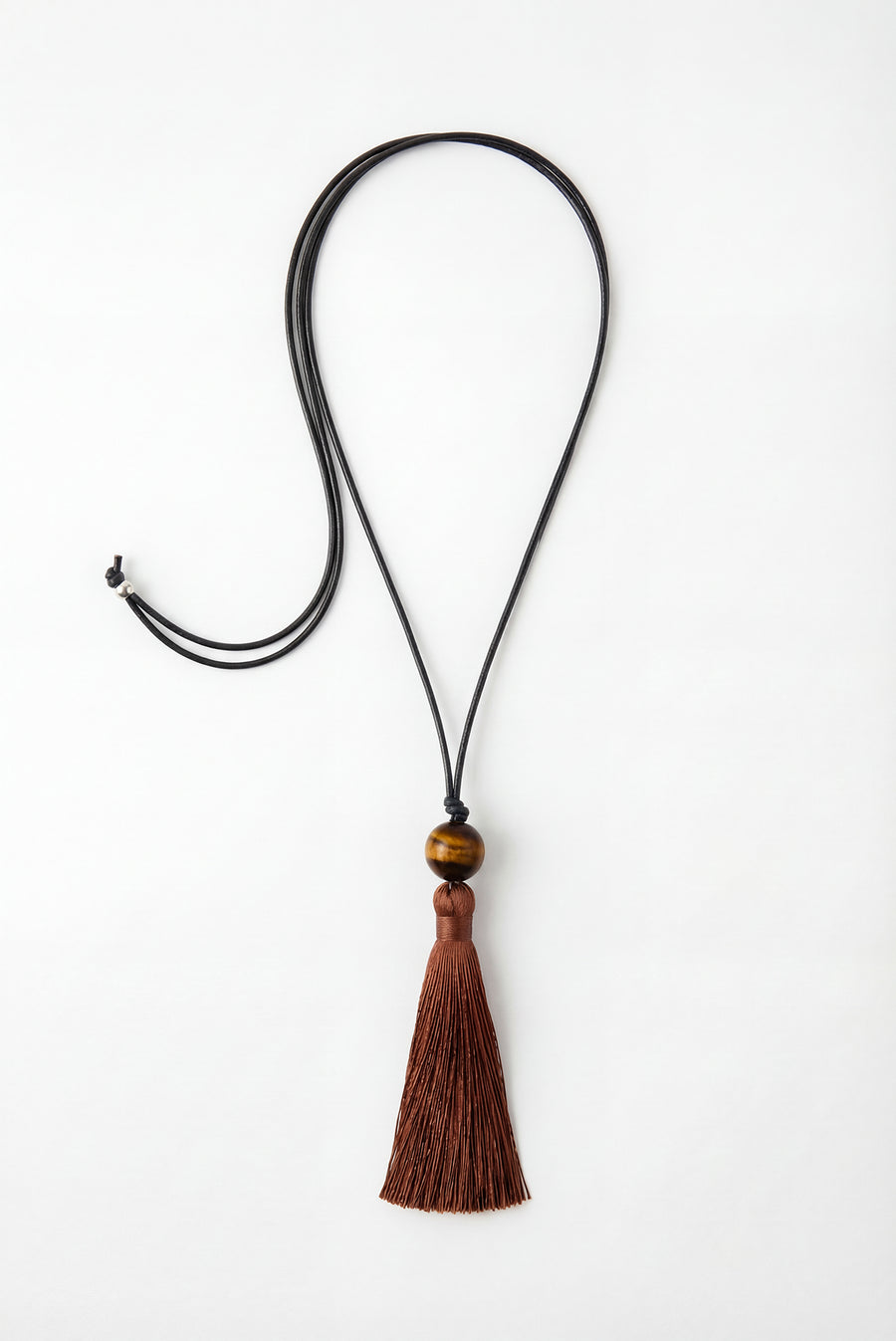 Tassel Pendant Necklace - Brown