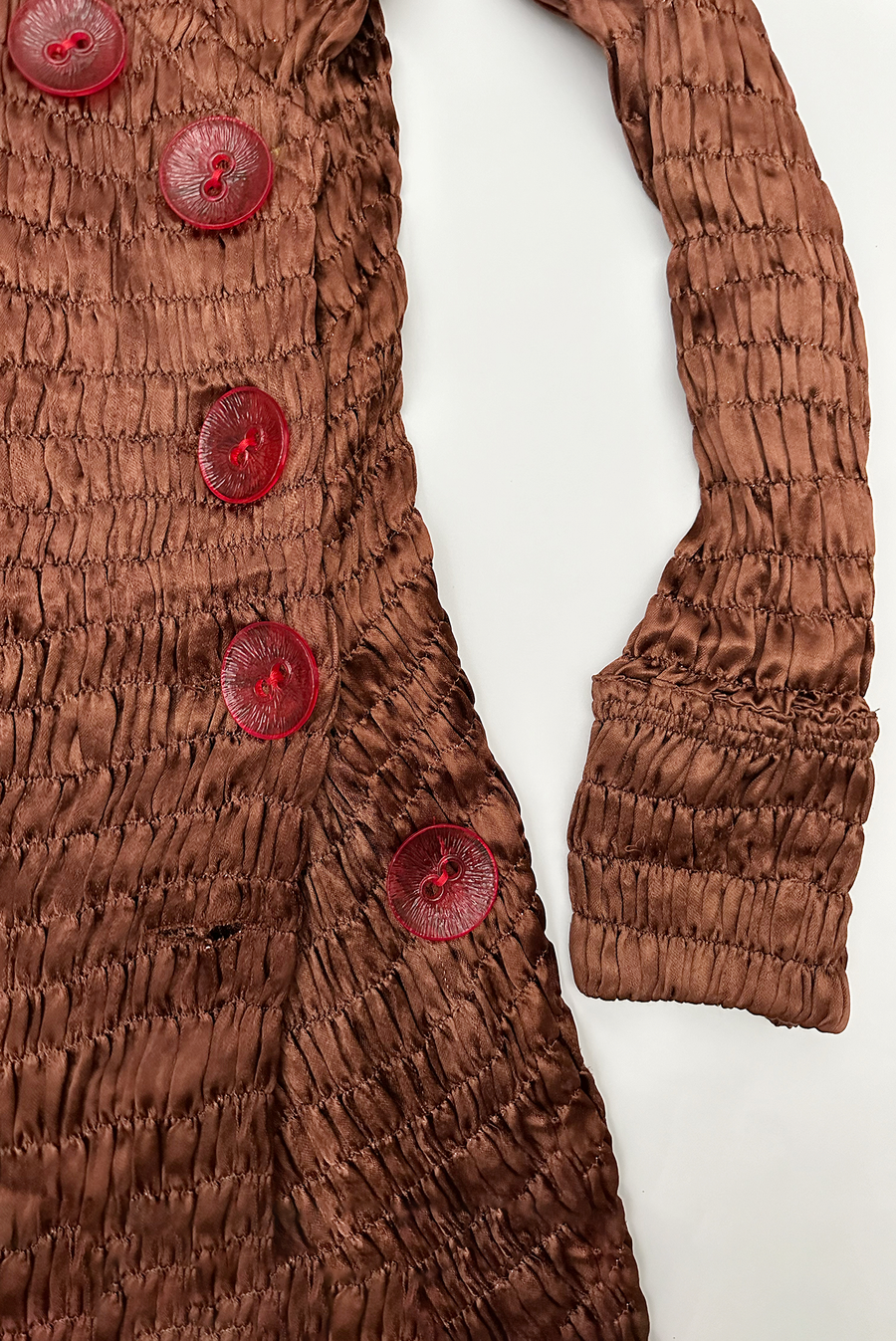 Tigra Tigra - Gathered Giant Button Dress - Chocolate