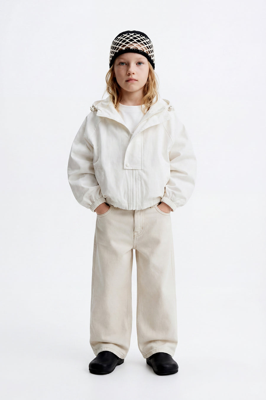 Kids - Hooded Windbreaker - White
