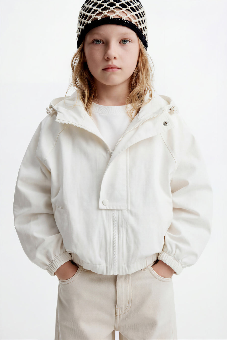 Kids - Hooded Windbreaker - White