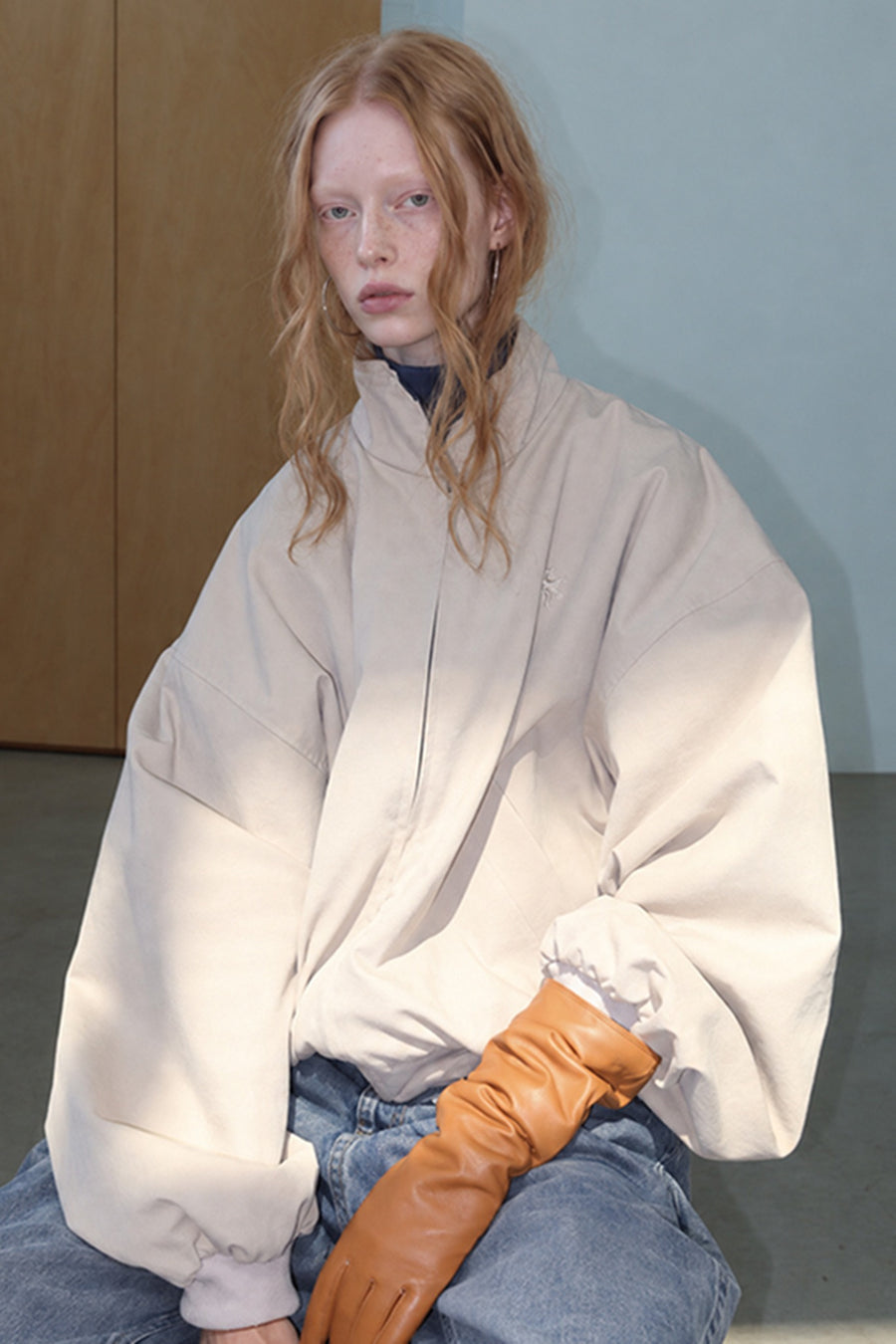 Reversible Oversized Stand Collar Bomber Jacket