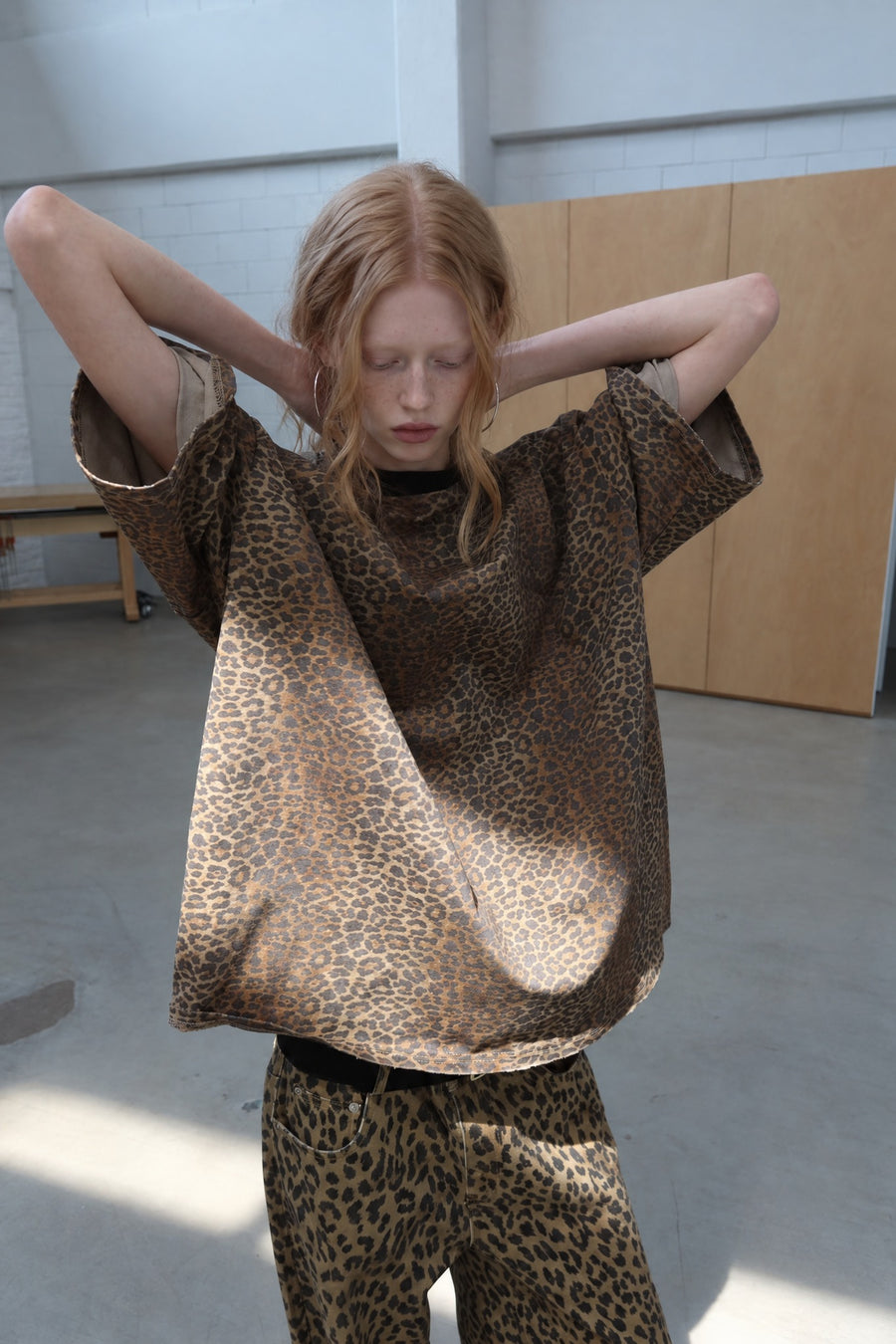 Washed Leopard Print Boxy Tee