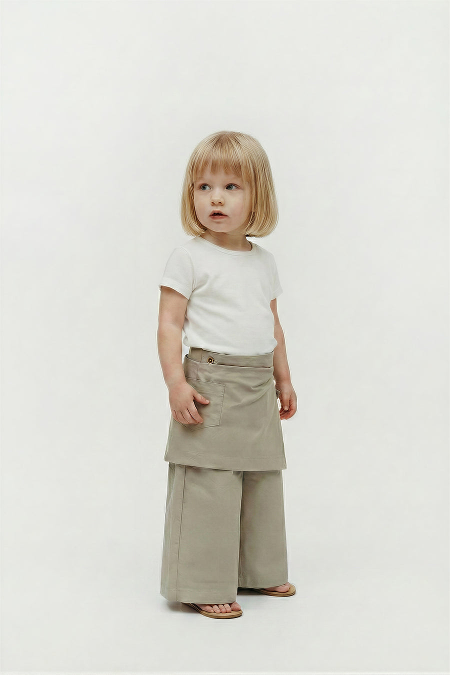 Kids - Layered Wrap Waist Pant - Khaki