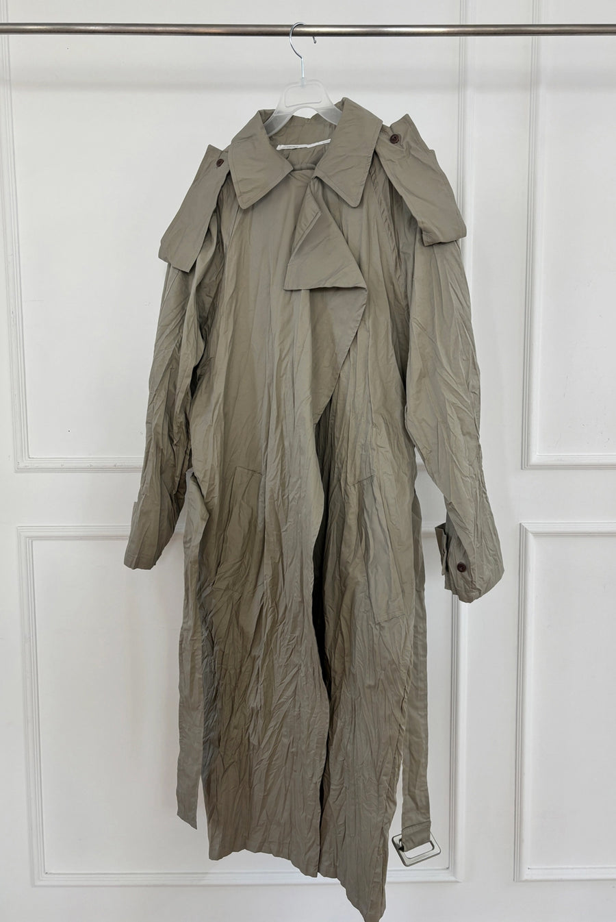 Wrinkle Raglan Trench Coat - Khaki