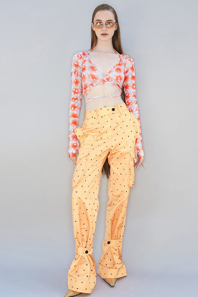 Kijun - Crop Tie Cardigan - Pink