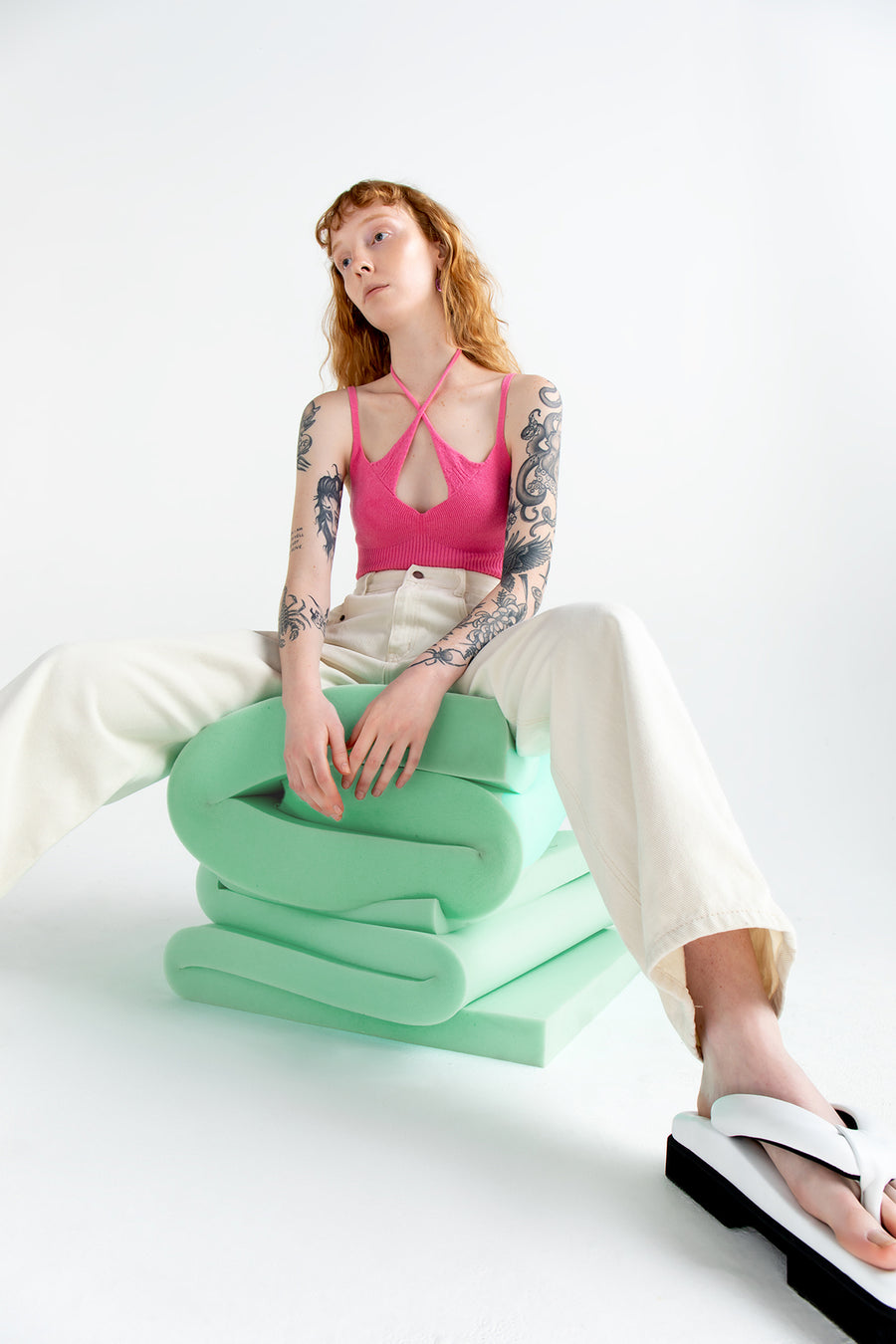 Double Layer Knit Top- Pink