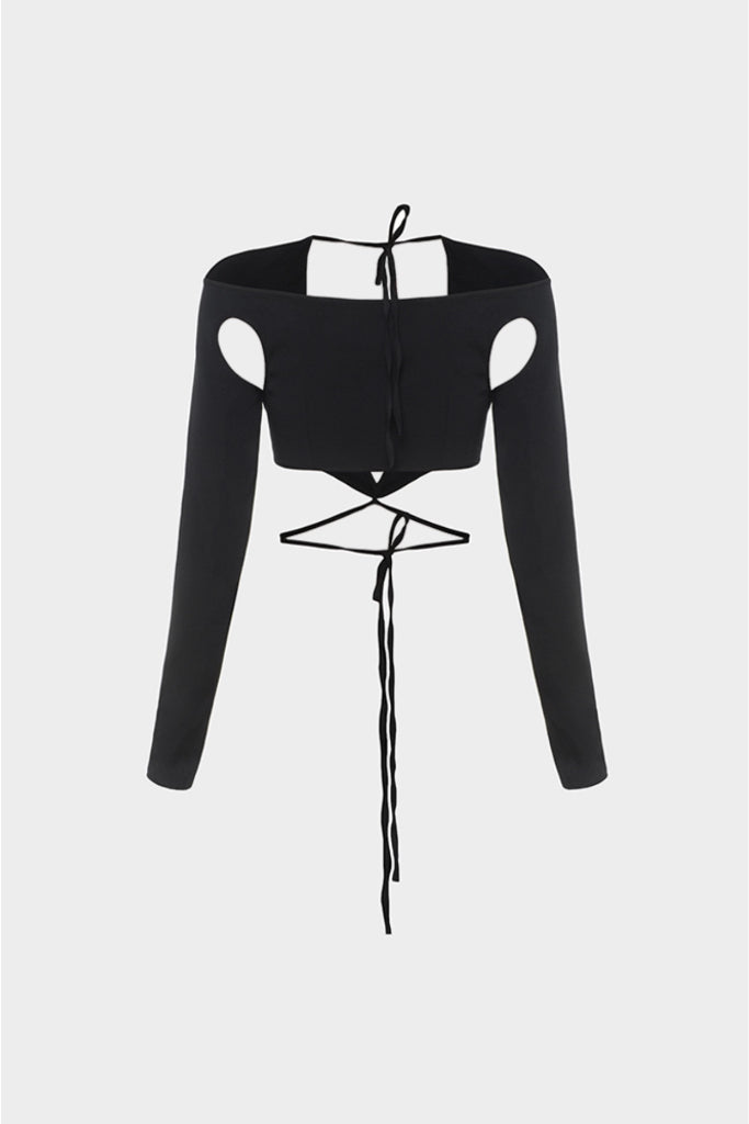 Lado Bokuchava - Cut Out Wrap Top - Black