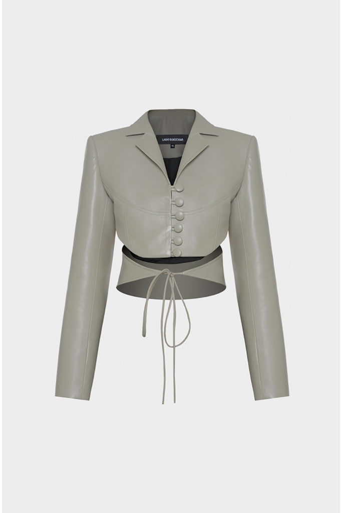 Lado Bokuchava - Cropped Wrap Blazer - Grey