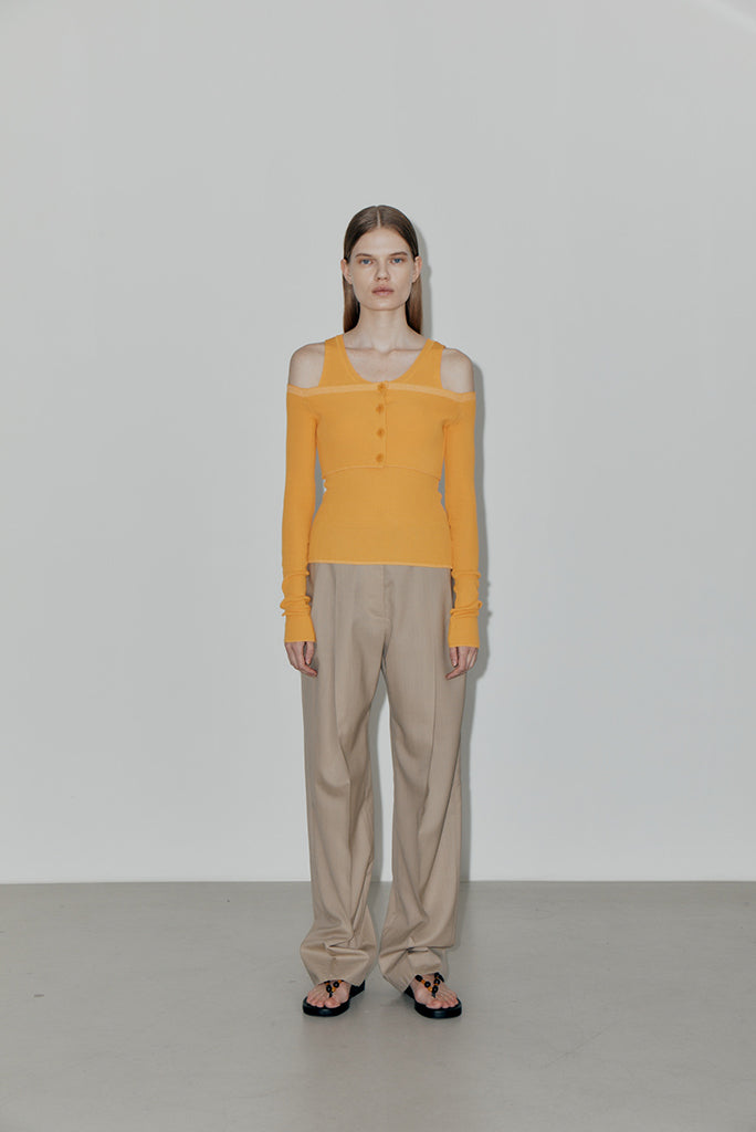 Low Classic - Off Shoulder Cardigan Set - Orange