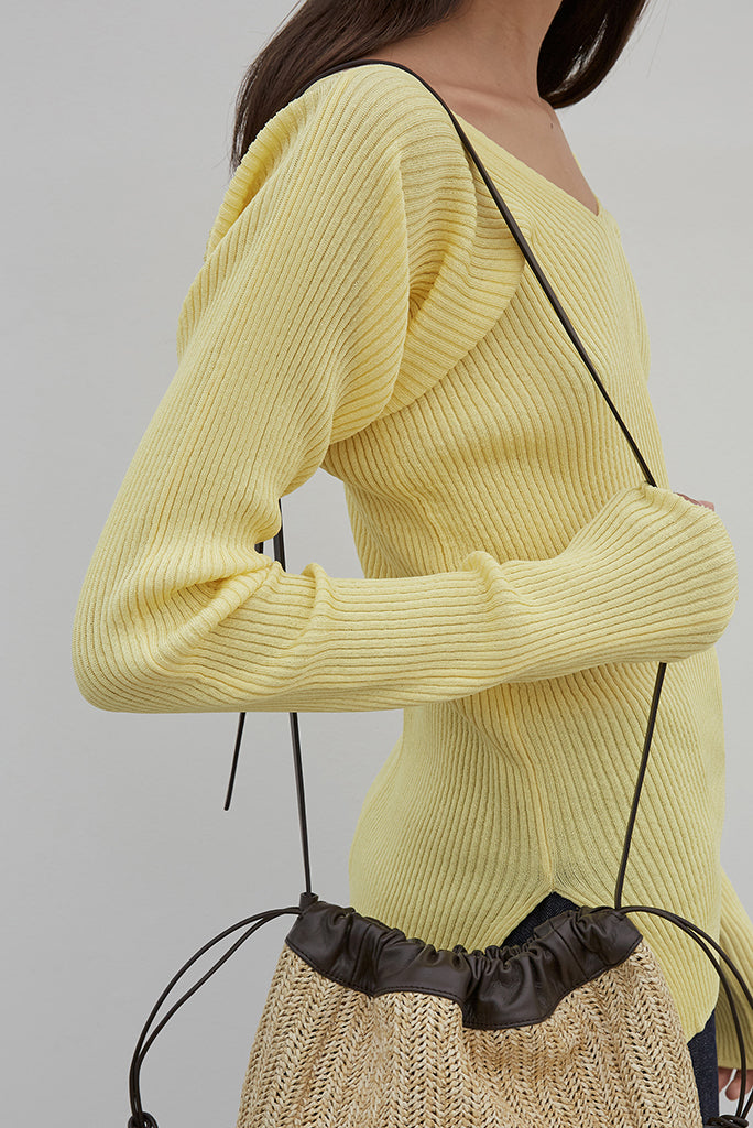 Low Classic - V-Neck Rib Knit - Lemon