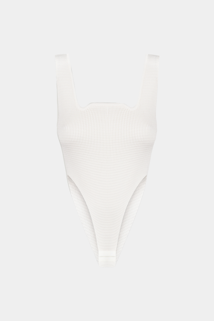 Bevza - Knitted Tank Market Bag Bodysuit - White