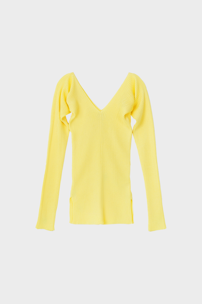 Low Classic - V-Neck Rib Knit - Lemon