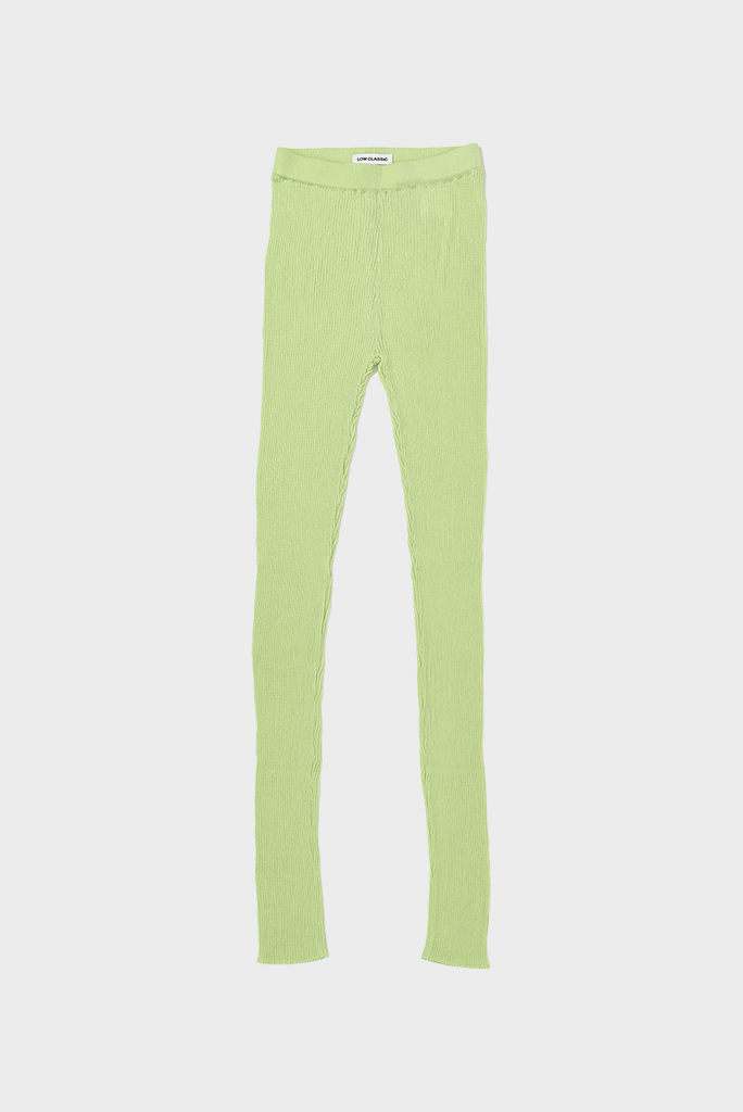 Low Classic - Transparent Yarn Rib Knit Leggings - Light Green