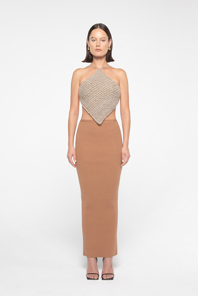 Veceur - Knitted Halterneck Top - Beige