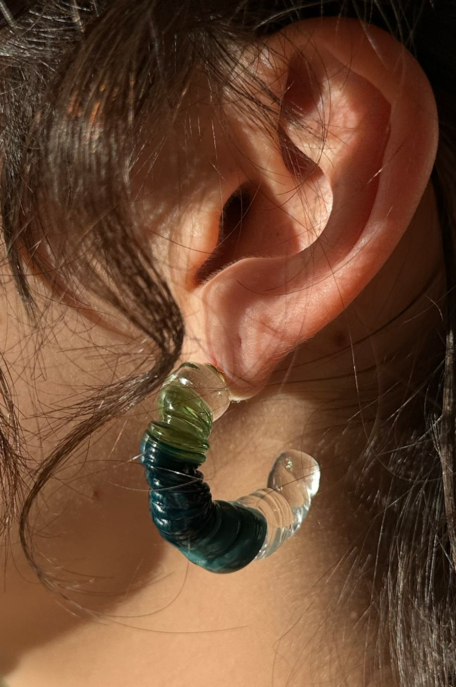 Levens - Daria Hoop Earrings - Green